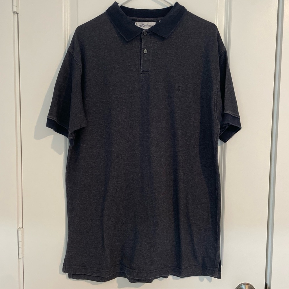 Vintage Yves Saint Laurent Blue Polo Shirt Size Large